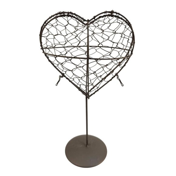 Heart-Shaped Wire Display Stand For Succulent Plants Or Home Garden Cottage Deco - Picture 1 of 6